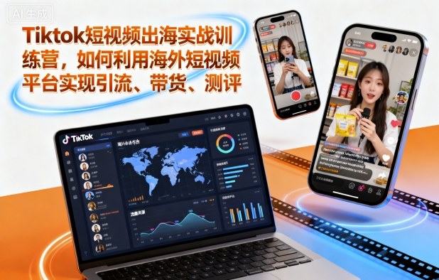 Tiktok短视频出海实战训练营，如何利用海外短视频平台实现引流、带货、测评-创客聚集地