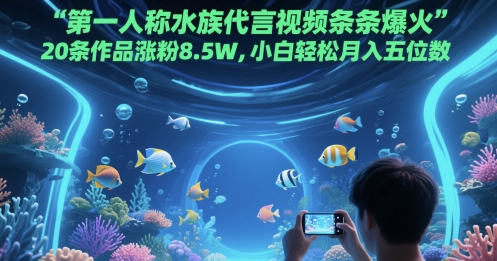 第一人称水族代言视频条条爆火，20条作品涨粉8.5W，小白轻松月入五位数-创客聚集地
