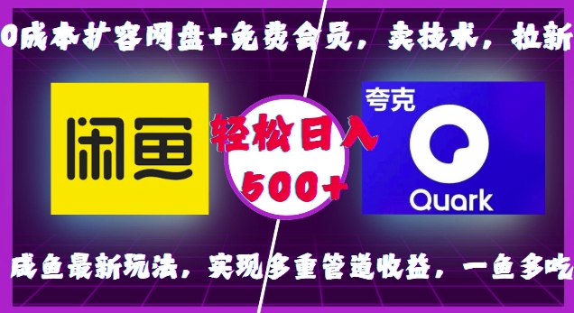 0成本扩容网盘+免费会员，卖技术，拉新，咸鱼最新玩法，实现多重管道收益，一鱼多吃，轻松日入500+-创客聚集地
