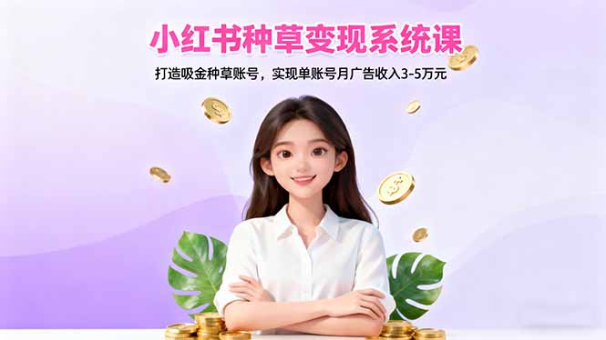 小红书种草变现系统课：打造吸金种草账号，实现单账号月广告收入3-5万元-创客聚集地