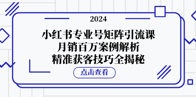 小红书专业号矩阵引流课，月销百万案例解析，精准获客技巧全揭秘-创客聚集地