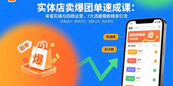 实体店卖爆团单速成课：来客实操与四榜运营，7大选题模板精准引流-创客聚集地