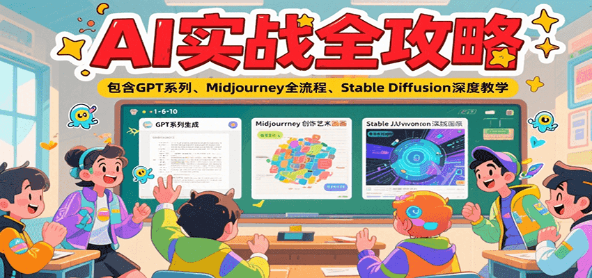 AI实战全攻略，包含GPT系列、Midjourney全流程、Stable Diffusion深度教学-创客聚集地