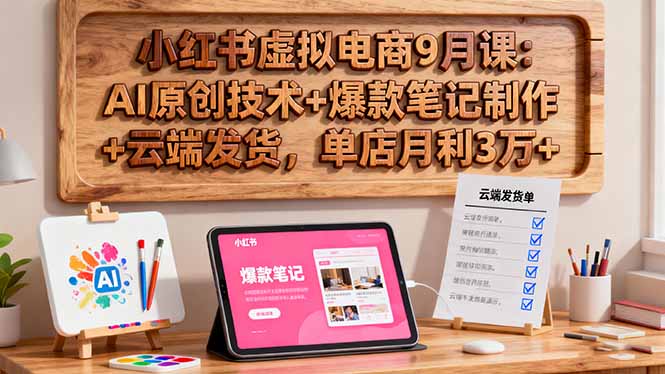 小红书虚拟电商9月课：AI原创技术+爆款笔记制作+云端发货，单店月利3万+-创客聚集地
