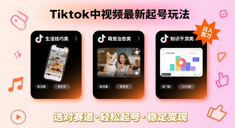 Tiktok中视频最新起号玩法，想要日入百刀，做好这几个赛道就可以了-创客聚集地