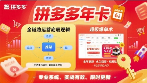 拼多多年卡，拼多多全链路运营底层逻辑，超级爆单术【更新26年1月】-创客聚集地