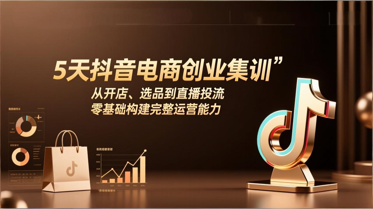 5天抖音电商创业集训：从开店、选品到直播投流，零基础构建完整运营能力-创客聚集地