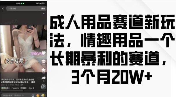 成人用品赛道新玩法，情趣用品一个长期暴利的赛道，3个月收益20个【揭秘】-创客聚集地