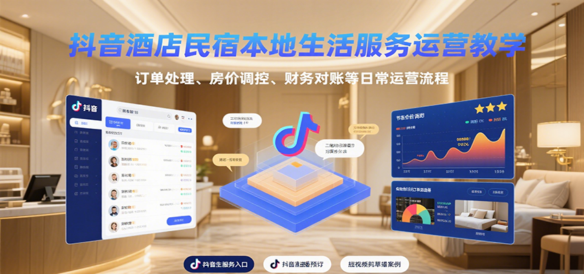 抖音酒店民宿本地生活服务运营教学，订单处理、房价调控、财务对账等日常运营流程-创客聚集地