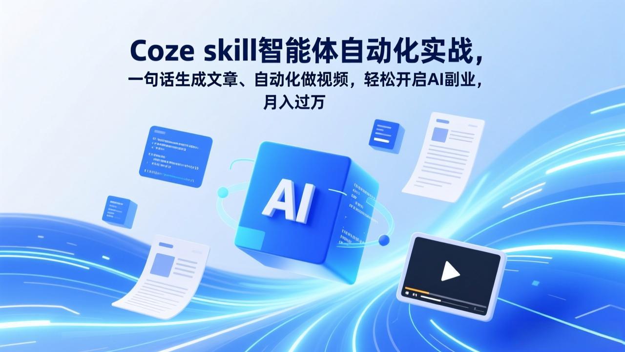 Coze skill智能体自动化实战,一句话生成文章、自动化做视频,轻松开启AI副业,月入过万-创客聚集地