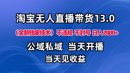 淘宝无人直播13.0，公域私域技术，不封号，不违规布局下半年旺季赛道，日入1K+(独家技术)【揭秘】-创客聚集地