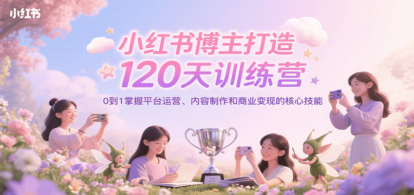 小红书博主打造120天训练营，0到1掌握平台运营、内容制作和商业变现-创客聚集地