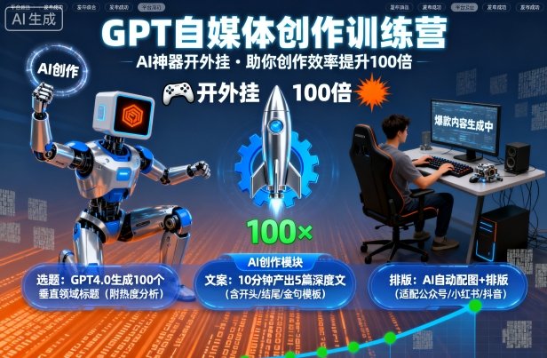 GPT自媒体创作训练营：AI神器开外挂，助你创作效率提升100倍-创客聚集地