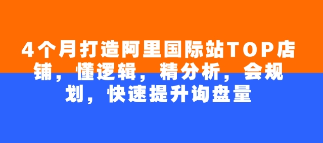 4个月打造阿里国际站TOP店铺，懂逻辑，精分析，会规划，快速提升询盘量-创客聚集地