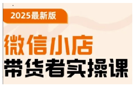 2025最新版微信小店带货者实操课，基础操作到高级运营技巧，快速上手-创客聚集地