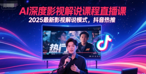 AI深度影视解说课程直播课，2025最新影视解说模式，抖音热推-创客聚集地