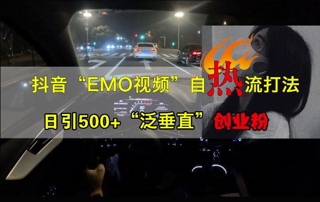 抖音EMO视频自热打法，日引500+“泛垂直”创业粉-创客聚集地