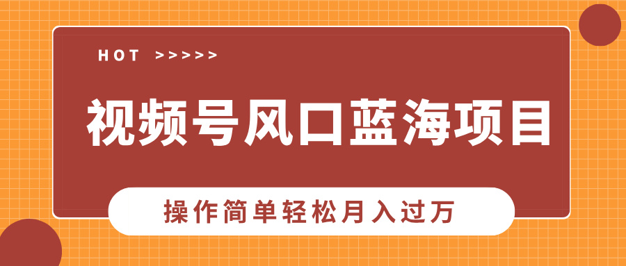 视频号风口蓝海项目，中老年人的流量密码，操作简单轻松月入过万-创客聚集地