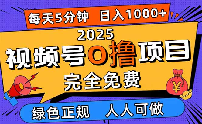 2025视频号0撸项目，5分钟一个号，日入1000+，人人可做-创客聚集地