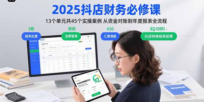 2025抖店财务必修课：13个单元共45个实操案例 从资金对账到年度报表全流程-创客聚集地