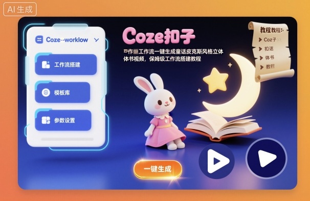 Coze扣子工作流一键生成童话皮克斯风格立体书视频，保姆级工作流搭建教程-创客聚集地