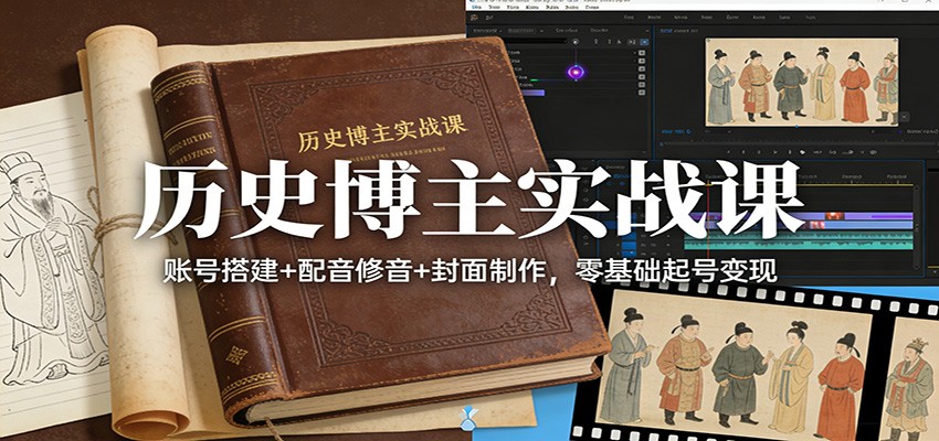 历史博主实战课:账号搭建+配音修音+封面制作,零基础起号变现-创客聚集地