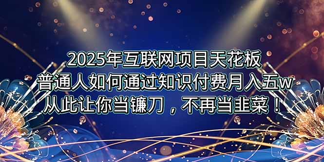 2025年互联网项目天花板，普通人如何通过卖项目实现逆风翻盘，月入5W＋！-创客聚集地