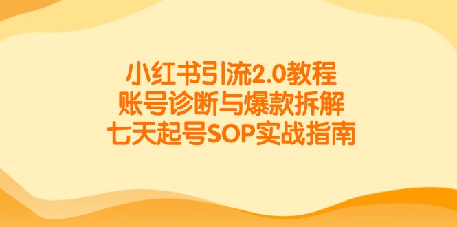 小红书引流2.0教程，账号诊断与爆款拆解，七天起号SOP实战指南-创客聚集地