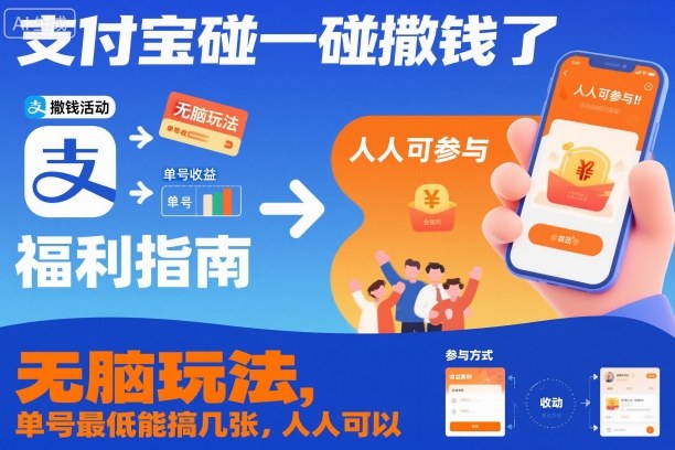 支付宝碰一碰撒钱了，无脑玩法，单号最低能搞几张，人人可以撸【揭秘】-创客聚集地