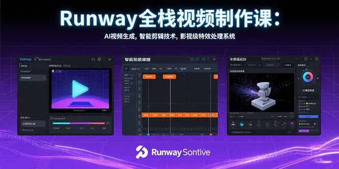 Runway全栈视频制作课：AI视频生成，智能剪辑技术，影视级特效处理系统-创客聚集地
