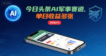 今日头条AI军事赛道，单日收益多张 ，手机可做【附指令】-创客聚集地