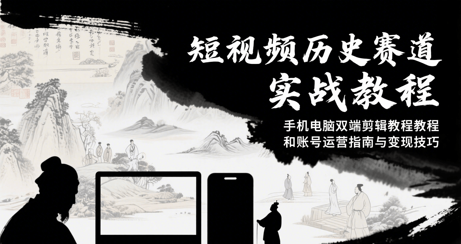 短视频历史赛道实战教程，手机电脑双端剪辑教程和账号运营指南与变现技巧-创客聚集地