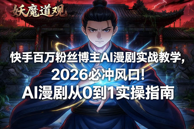 快手百万粉丝博主AI漫剧实战教学，2026必冲风口！AI漫剧从0到1实操指南-创客聚集地