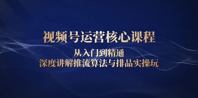 视频号运营核心课程，从入门到精通，深度讲解推流算法与排品实操玩-创客聚集地