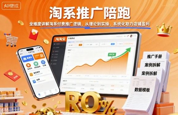 淘系推广陪跑，全维度讲解淘系付费推广逻辑，从理论到实操，系统化助力店铺盈利-创客聚集地