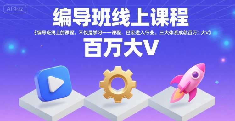 编导班线上课程，不仅是学习一门课程，更是进入一个行业，三大体系成就百万大V-创客聚集地