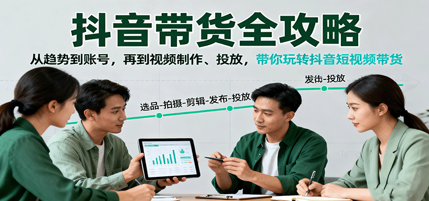 抖音带货全攻略：从趋势到账号，再到视频制作、投放，带你玩转抖音短视频带货-创客聚集地