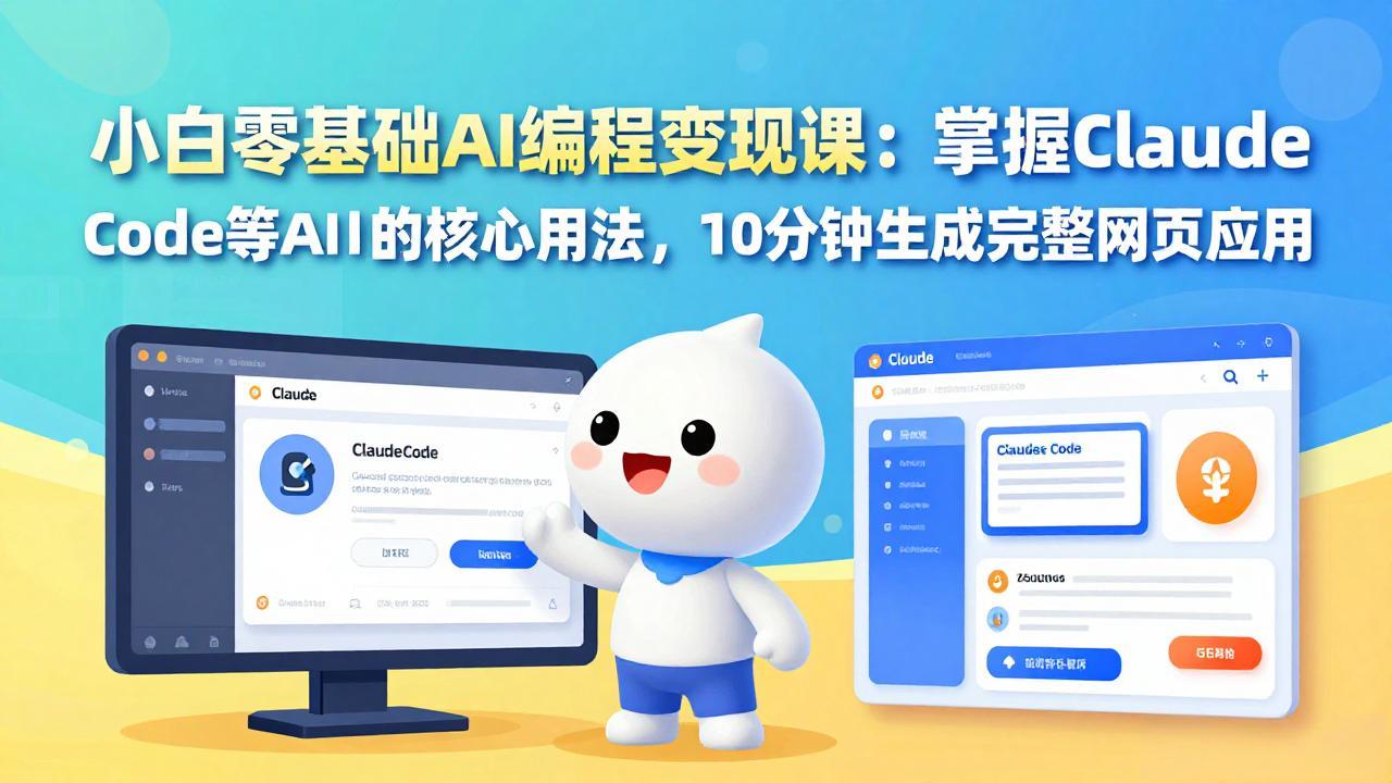 小白零基础AI编程变现课：掌握Claude Code等AI工具的核心用法，10分钟生成完整网页应用-创客聚集地