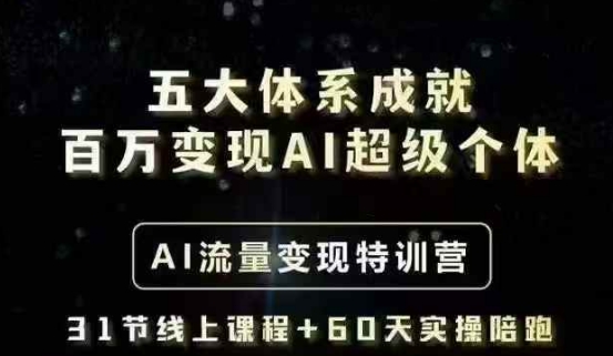 五大体系成就百万变现AI超级个体- AI流量变现特训营，一步一步教你一个人怎么年入百W-创客聚集地