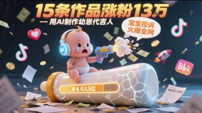 用AI制作幼崽代言人，宝宝的控诉火爆全网，15条作品涨粉13W，单号月入5位数实操教程-创客聚集地