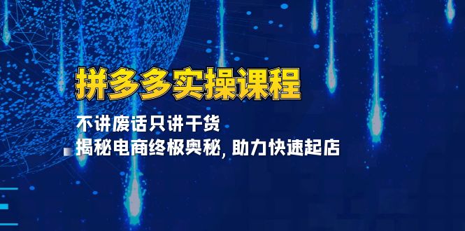 拼多多实操课程：不讲废话只讲干货, 揭秘电商终极奥秘,助力快速起店-创客聚集地