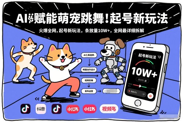 AI赋能萌宠跳舞，火爆全网，起号新玩法，条条播放量10W+，全网最详细拆解-创客聚集地