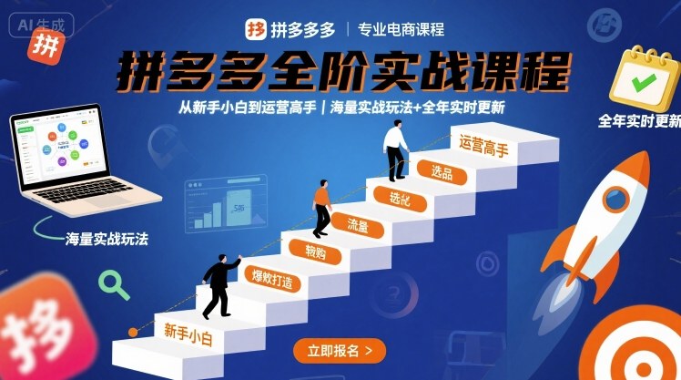 拼多多全阶实战课程，从新手小白到运营高手，海量实战玩法+全年实时更新【2025年9月更新】-创客聚集地