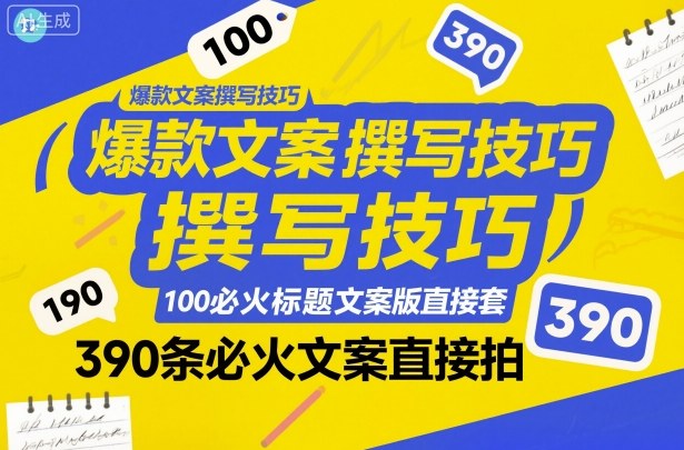 爆款文案撰写技巧，100个必火标题文案模版直接套，390条必火文案直接拍-创客聚集地