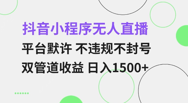 抖音小程序无人直播 平台默许 不违规不封号 双管道收益 日入多张 小白也能轻松操作【仅揭秘】-创客聚集地