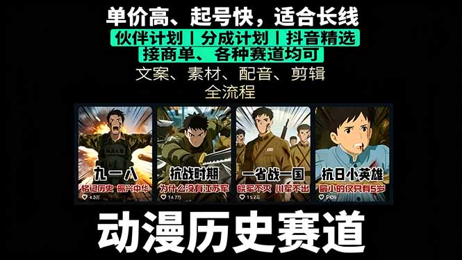 历史动漫赛道撸分成：起号、文案、素材、配音、剪辑，单视频收益破万-创客聚集地