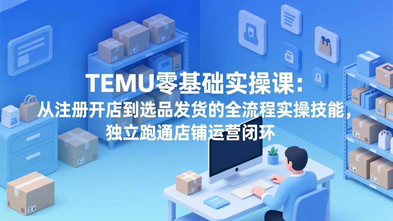 TEMU零基础实操课：从注册开店到选品发货的全流程实操技能，独立跑通店铺运营闭环-创客聚集地
