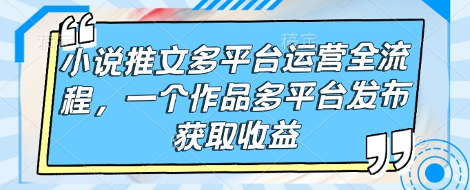 小说推文多平台运营全流程，一个作品多平台发布获取收益-创客聚集地