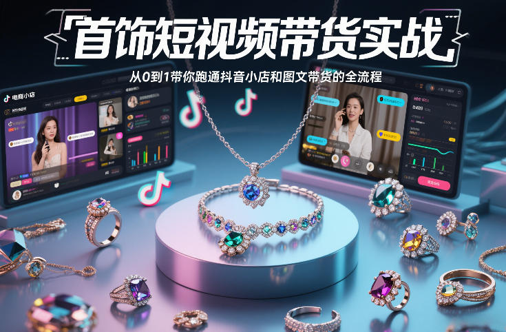 首饰短视频带货实战，从0到1带你跑通抖音小店和图文带货的全流程-创客聚集地