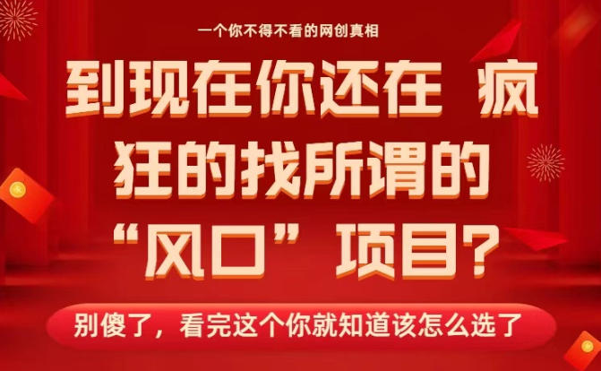 马上26年了，你还在找所谓的风口项目？别傻了，看完这个你全都懂了！【揭秘】-创客聚集地